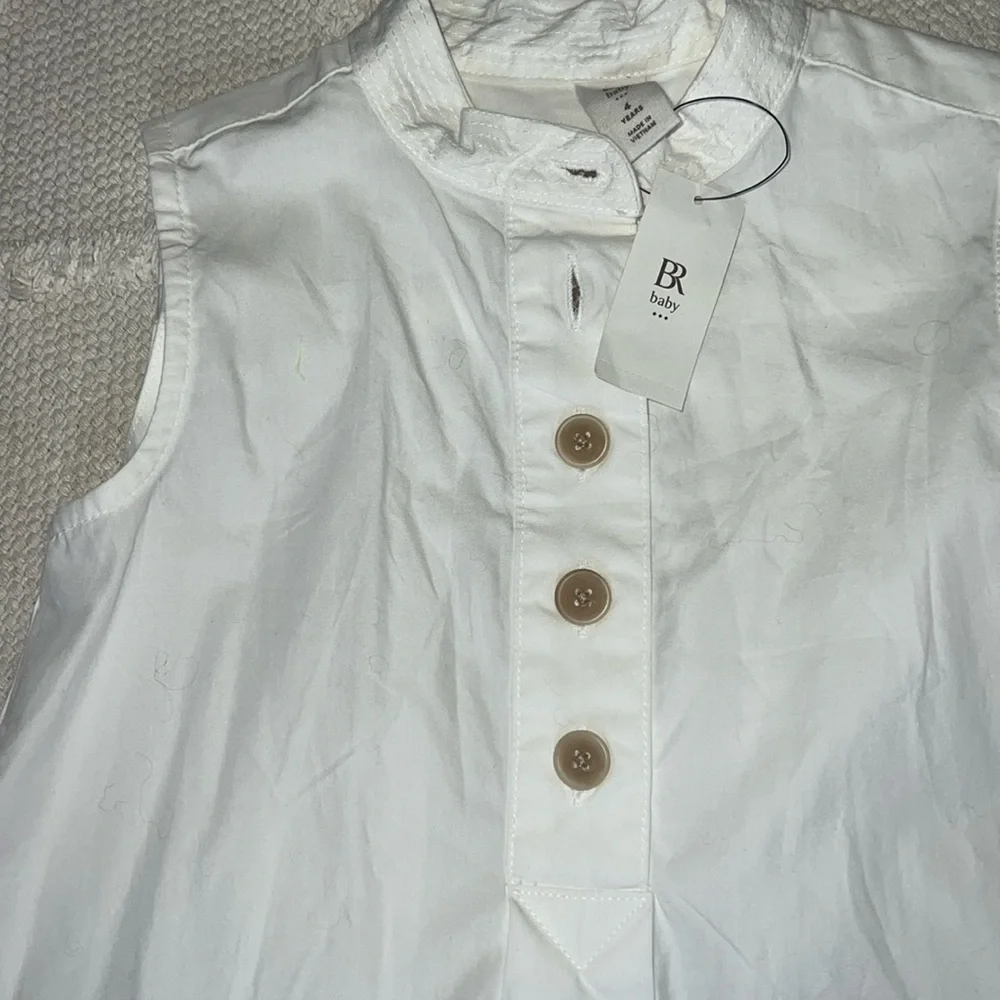 Banana Republic Girls White Cotton Dress size 4 NWT